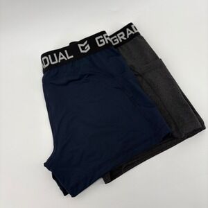 GRADUAL Women's Athletic Shorts Navy Blue & Charcoal Grey Pocketed Size L 2 pack